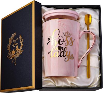 14oz Marble Ceramic Coffee mug Best Gift for Mom and Female Boss Friend -Unique 