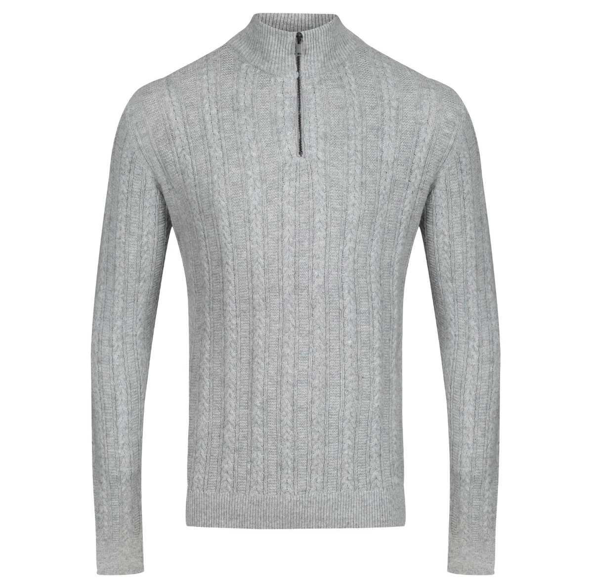 Mens grey hotsell cable knit jumper