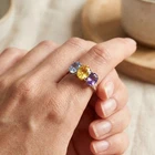 925 Sterling Silver White Gold Rings Boutique Multi Gemstone Oval 6.20Ct Size 6