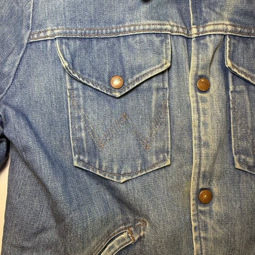 Vintage 70s Wrangler Denim Blanket Lined Trucker Jeansjacke Cowboy USA - LESEN - Bild 7 von 18
