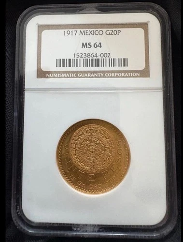 1917 MS64 Mexico Gold 20 Pesos NGC Certified