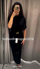 ZARA NEW WOMAN MIDI KNIT BELTED DRESS BLACK S,M,L 3920/836/800