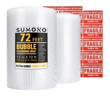 Bubble Cushioning Wrap Roll, 12 Inch x 72 Feet Total 2 Rolls of 36 Feet Bub...