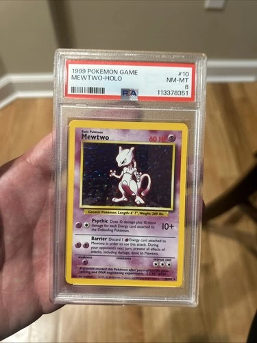 1999 POKEMON BASE SET UNLIMITED MEWTWO HOLO RARE PSA 8 NM-MT 10/102