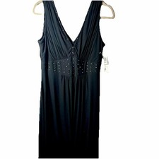 Sandra Darren Black Pleated Dress 12 Sleeveless Cocktail Little Black Dress