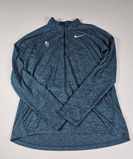 Nike Dri-FIT Men's 1/4 Zip Pullover Running Jacket Heather Logo Blue Size Medium
