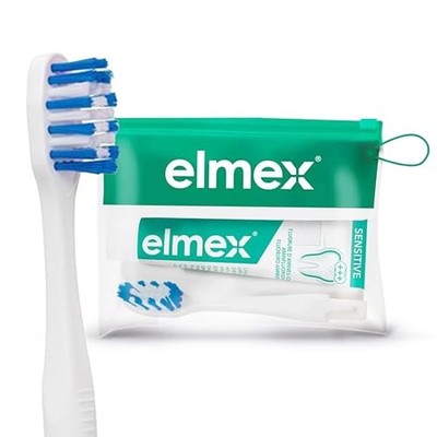 Zahnpasta & Zahnbürste Set Elmex 12 ml für empfindliche Zähne Reisegröße