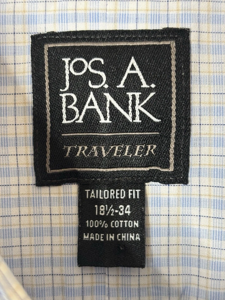 Lote de 3 camisas de vestir para hombre Jos A Bank Traveler ajuste a medida 18,5-34 algodón Foto 3 de 4