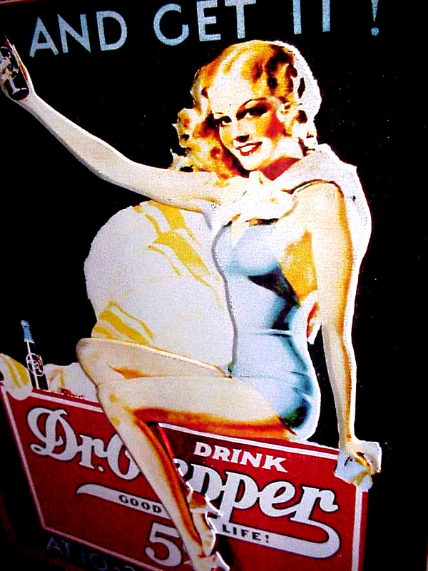 1993 DR PEPPER METAL SIGN SWIMSUIT GIRL COME AND GET IT 15 1/4''x12 1/4''