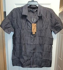 NEW PJ Paul Jones Men Dark Gray Button Up Sz Small NWT Textured Stripe