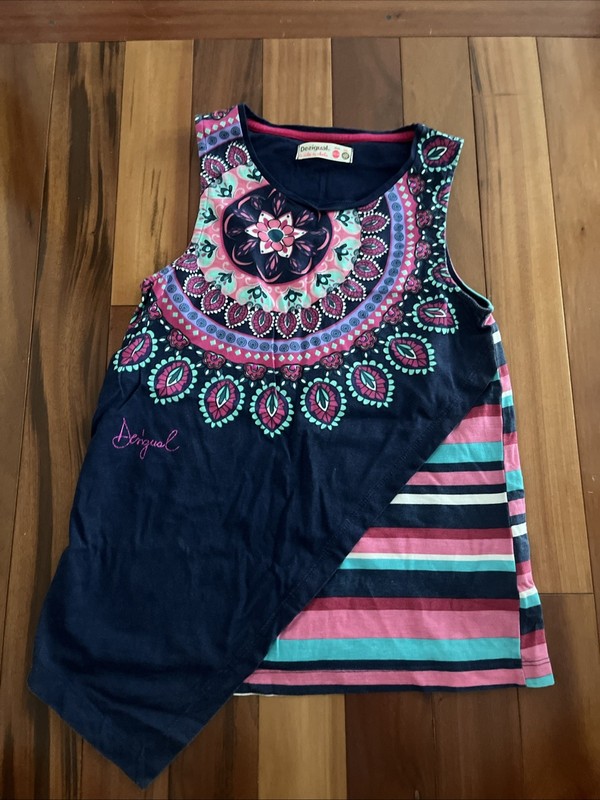 Desigual Kids Girls Size 13/14 Top Shirt Tank Colorful Sleeveless Design