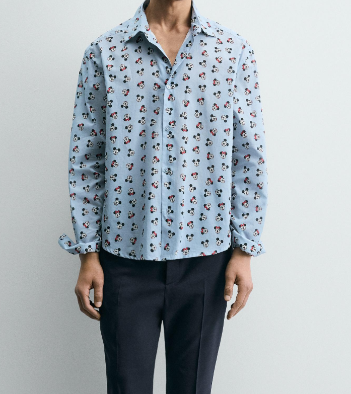 Zara x Harry Lambert x Disney Minnie + Mickey Shirt Blue Size S