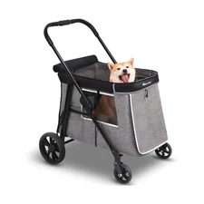 Medium Dog Stroller for Small to Large Dogs 4 Wheels Multi Pet Stroller for 4...