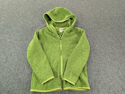 LL Bean Kids Green Hooded Full Zip Fleece Jacket Size 10-12