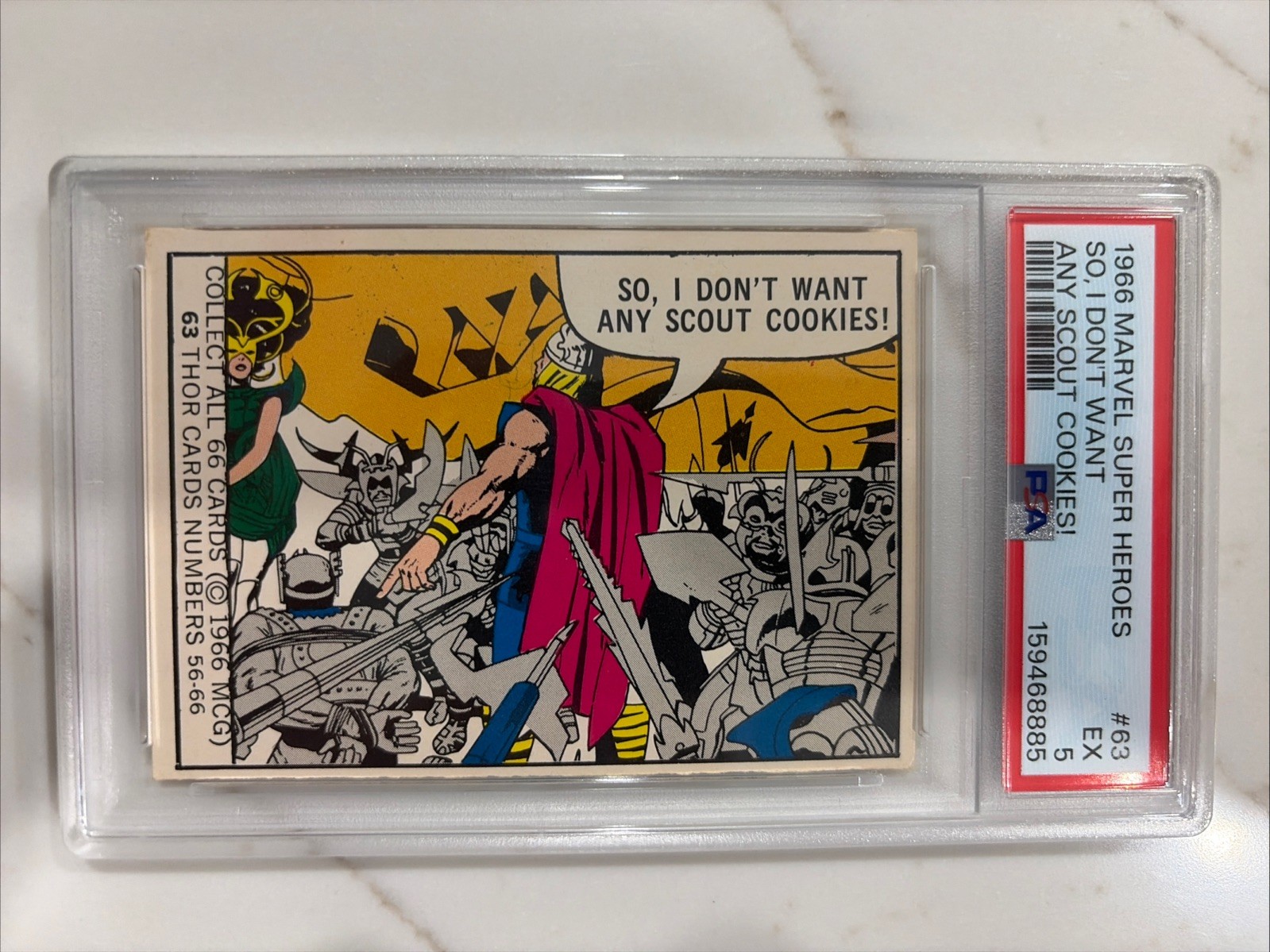 Thor #63 Marvel 1966 Super Heroes trading card — raw and PSA graded price guide