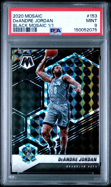 DEANDRE JORDAN 2020-21 PANINI MOSAIC BLACK PRIZM SP 1/1 PSA 9 MINT NETS