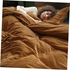 Super Soft Velvet Duvet Cover Size, 3pcs Luxurious Queen Camel No Comforter 