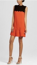 Victoria Beckham for Target Scalloped Colorblock Dress Orange Black: Size L
