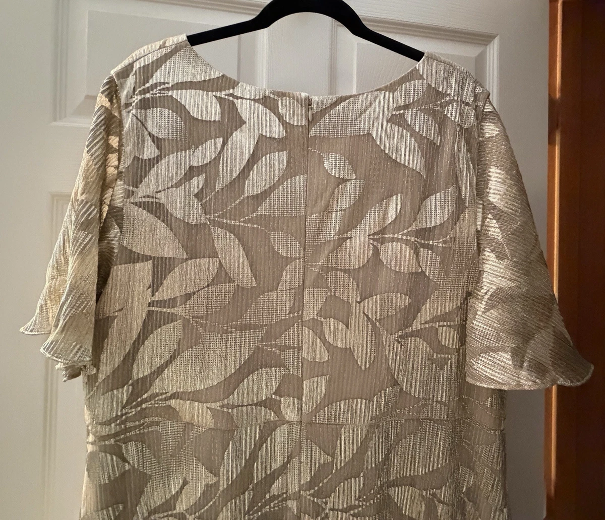 Vestido drapeado para mujer Adrianna Papell hoja de aluminio manga aleada 22/24 Plus