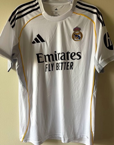 Real Madrid Jude Bellingham #5 Men’s Soccer Jersey  year 25/26 White/Gold Size L