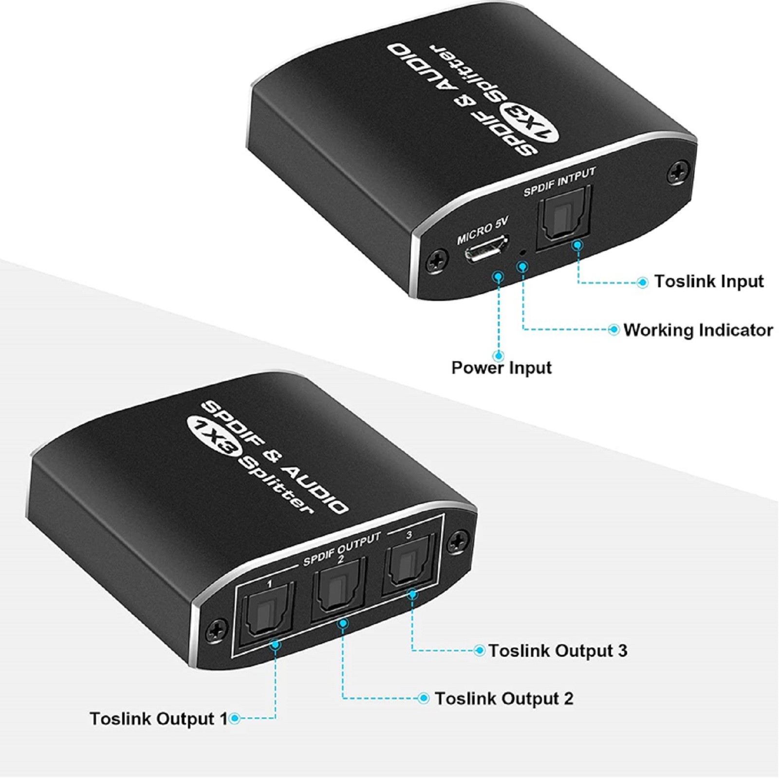 Optical Audio Digital SPDIF Toslink Splitter 1input 3 Output For 5.1 Speaker DVD