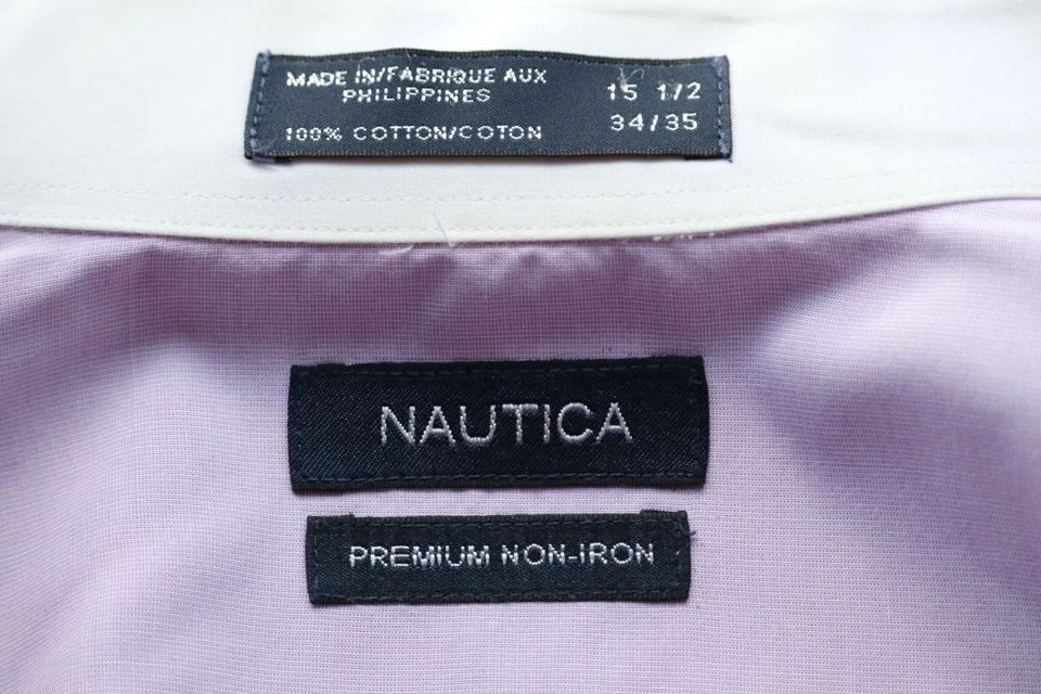 Nautica Contrast Collar Non Iron Dress Shirt 15.5 34/35 Premium Cotton Chest 46 - Image 4 of 4