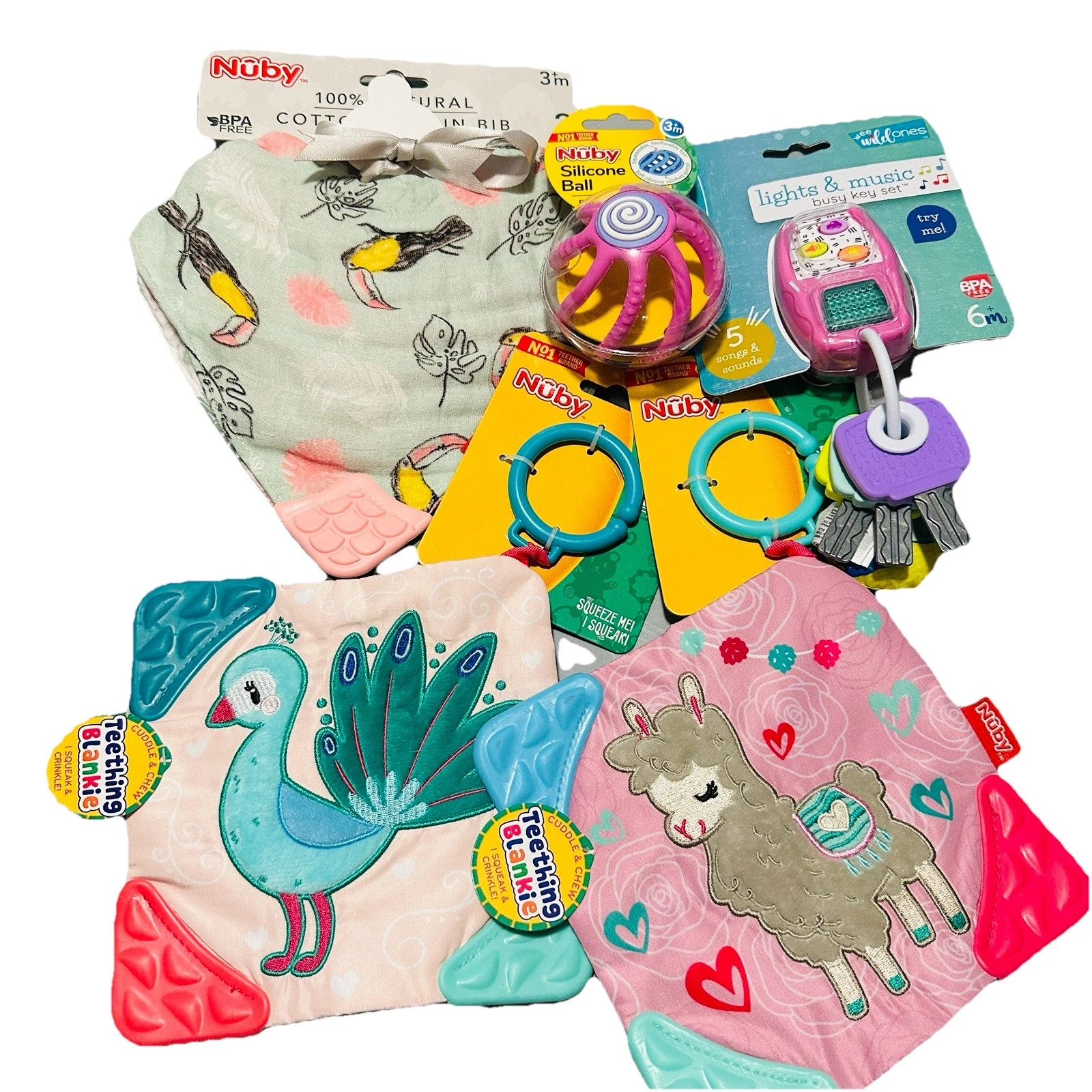 Baby Girl Toys & Muslin, Teething, Keys, - Lot Of Toys - Gift Set
Opens in a new window or tab