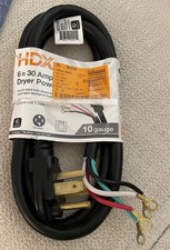 HDX 6 ft. 10/4 30 Amp 4-Prong Dryer Power Cord, Grey NEW