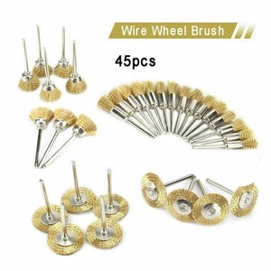 45Pcs Brass Wire Wheel Polishing Mix Brush Set for Dremel Rotary Tool Shank