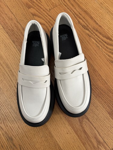 Mocassino donna platform bianco taglia 8 grunge punk suola grossa a strappo - Foto 8 di 9