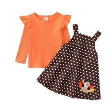 Girl's Toddler Girl Thanksgiving Outfit Set (Orange- Brown, 12-18 Months)