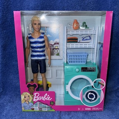 Mattel Barbie Ken Laundry Room, Clothes Washer Dryer Playset, FYK52, New In Box