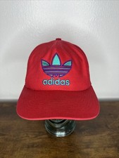 Vintage Adidas Snapback Hat Cap Trefoil Logo Blue Red 80s Rare