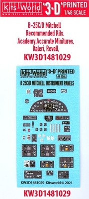 Kits World Decals 1/48 3D Decals B-25C/D MITCHELL Bomber INSTRUMENT PANELS