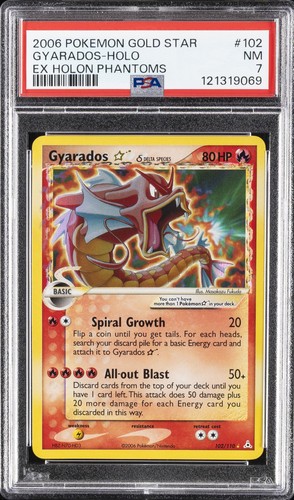 2006 POKEMON EX HOLON PHANTOMS GOLD STAR #102 GYARADOS-HOLO PSA 7