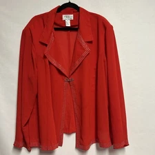 Tally Taylor Jacket And Top Red With Rhinestone Jacket Formal Plus Size 30W