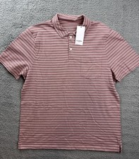 Goodfellow Mens Large Red Striped Short Sleeve Vintage Polo Shirt