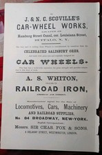1873 Antique Advertising SCOVILLE'S CAR WHEEL WORKS Buffalo NY Salisbury Ore