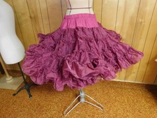 Vtg 1980 s Square Dance Very Full Skirt Petticoat Maroon Sparkly Waist 30-34"