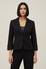 Cabi Black Single Button Blazer Jacket Size M Quiet Luxury Workwear Tab Fitted