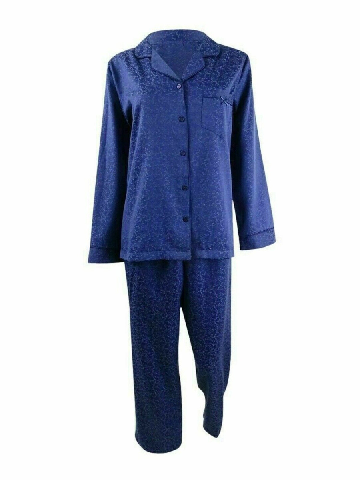 MISS ELAINE Intimates Navy Solid Sleepwear Shirt Size: L