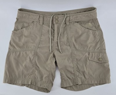 The North Face Cargo Shorts Sz 4 Long Khaki Beige Rip Stop Hiking Travel 31x7''
