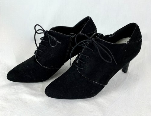 New Impo Witch Costume 3 in Heels sz 8.5 Black Faux Suede Lace Up Excellent - Picture 3 of 10