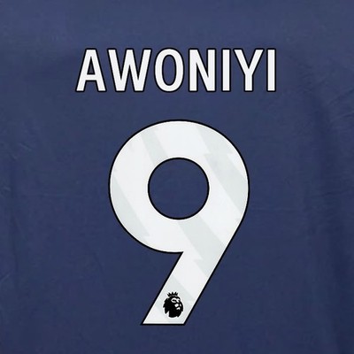 2023 2024 OFFICIAL NOTTINGHAM AWONIYI 9 WHITE 3RD PLAYER SIZE NAMESET