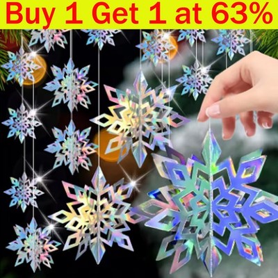 6X 3D hohle Schneeflocke hängende Ornamente Weihnachten Anhänger Xmas Home Shop Dekor