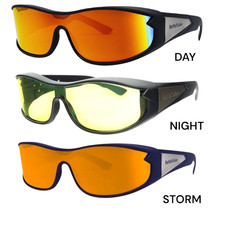 Battle Vision Wrap Around Glasses 3-Pack   Day, Night  Storm Sunglasses