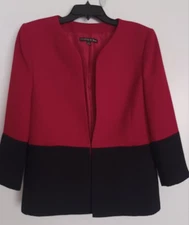 Preston & York Women's Red and Black 3/4 Sleeve Jacket Size 8