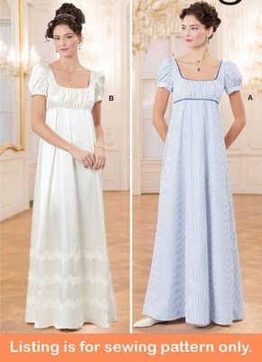 SEWING PATTERN Womens Costume Regency Era Dress Gown Jane Austen Bridgerton 8647