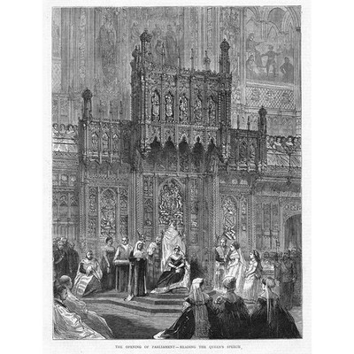 HOUSES OF PARLIAMENT Eröffnung; The Queen's Speech - Antikdruck 1871