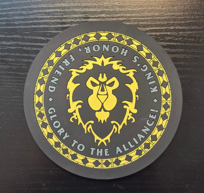 World of Warcraft Coaster   Horde & Alliance Logos Rubber RARE Blizzard Blizzcon